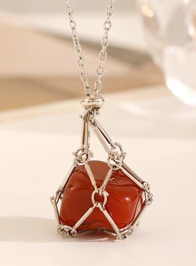 Crystal rough woven metal pendant sweater adjusting chain