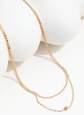 欧美复古珠金球吊坠项链女轻奢高