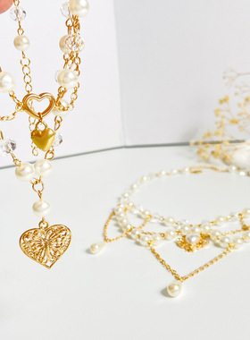 Niche design Hottie style imitation pearl tassel necklace