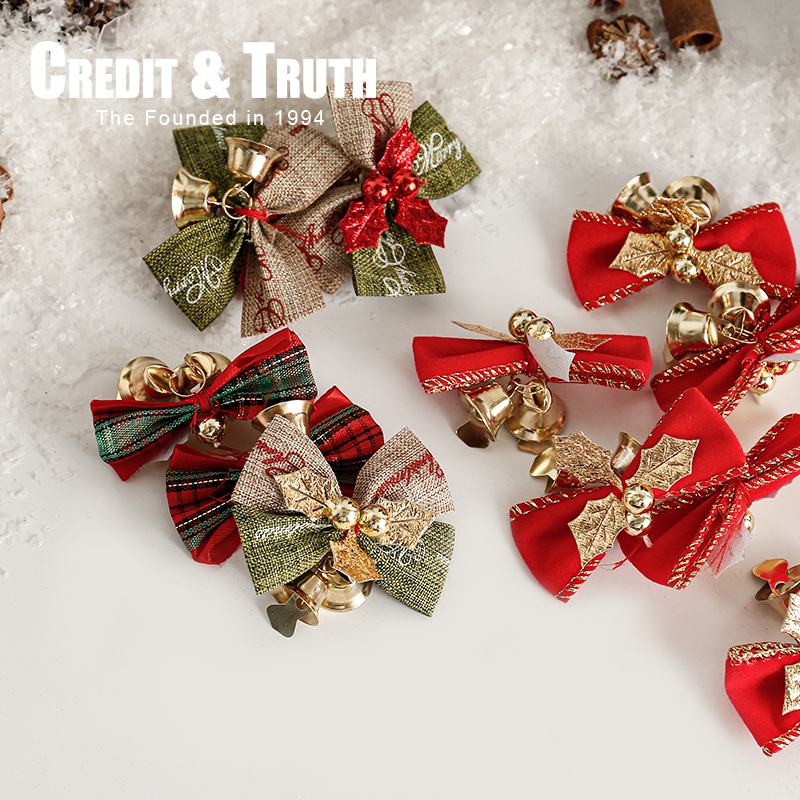 5cm圣诞小铃铛小蝴蝶结铃铛装饰配件挂件烘焙礼品礼盒diy配饰 - 图0