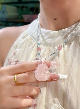 花阁原创吊坠水晶狐牌长款水晶