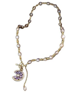 花阁原创锆石电镀批发金颈链紫色