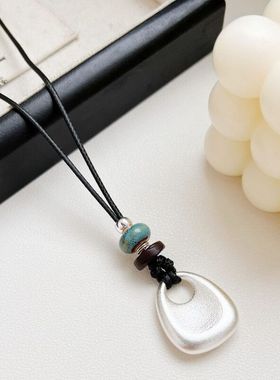 花阁原创黑皮百搭轻奢吊坠高级