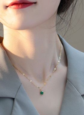 榴红祖母绿单钻星河项链女 奢简约小众设计高级感超闪锁骨链