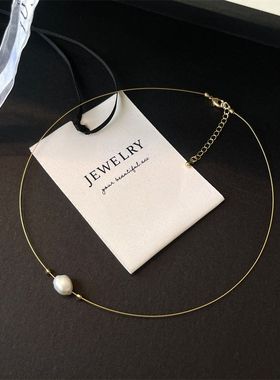 简约百搭单颗珍珠小众设计项链ins风 轻奢通勤气质网红锁骨链配饰