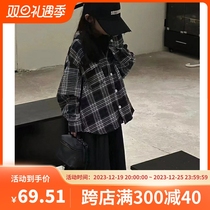 Pola Bora South Korean childrens clothing male and female childrens shirts autumn and winter 2023 new CUHK Tong Checkered Jacket Tide