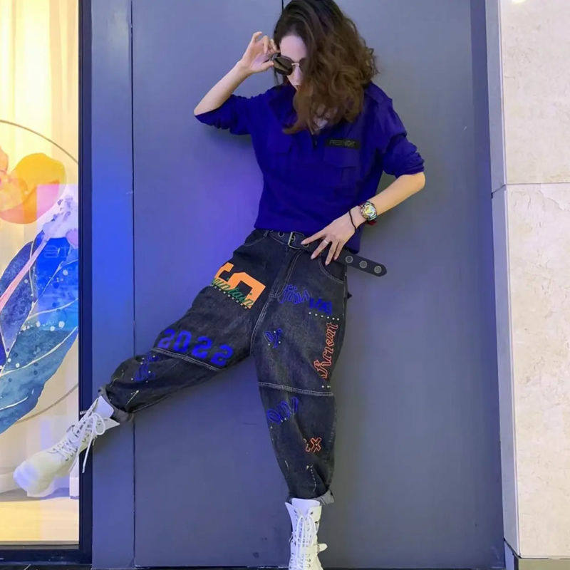 欧货POLO领长袖秋新款时尚修身寸衫搭印花钉珠哈伦裤宽松俩件套,淘宝优惠券,粉丝福利购,淘宝优惠卷