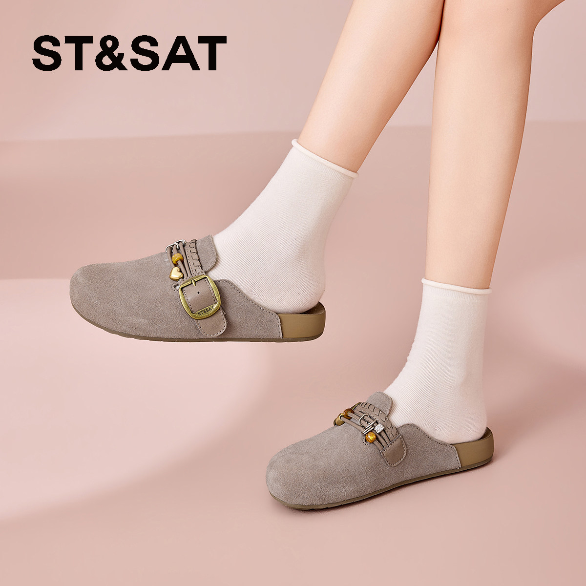 星期六勃肯鞋女2026春季新款搭扣包头平底休闲百搭舒适软底拖鞋,淘宝优惠券,粉丝福利购,淘宝优惠卷