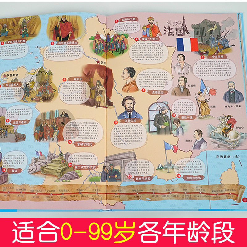 手绘世界历史地图手绘世界地理地图共2册8-10-12-15岁写给儿童的畅销童书讲给孩子百科全书小学生一二三四五六年级必读课外读物