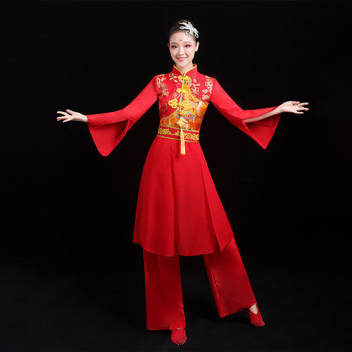 秧歌服演出服女2026新款套装中老年扇子舞广场舞服舞龙舞狮打鼓服 - 图2