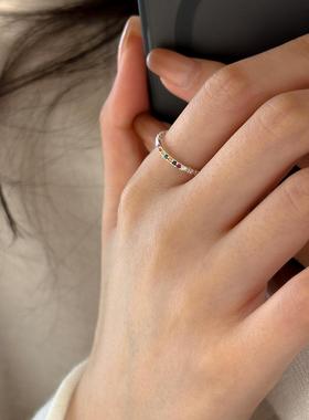 极细百搭不掉色彩色锆石戒指