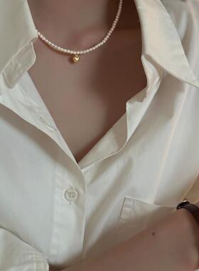 925纯银爱心珍珠项链轻奢小众配饰2026新款高级感锁骨链气质颈链