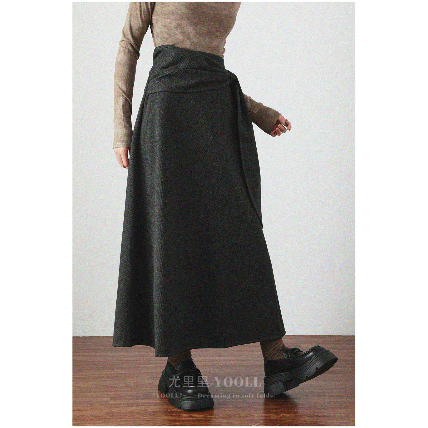 大码半身裙秋冬季氛围感气质高腰显瘦A字半身长裙毛呢裙大摆裙女,淘宝优惠券,粉丝福利购,淘宝优惠卷