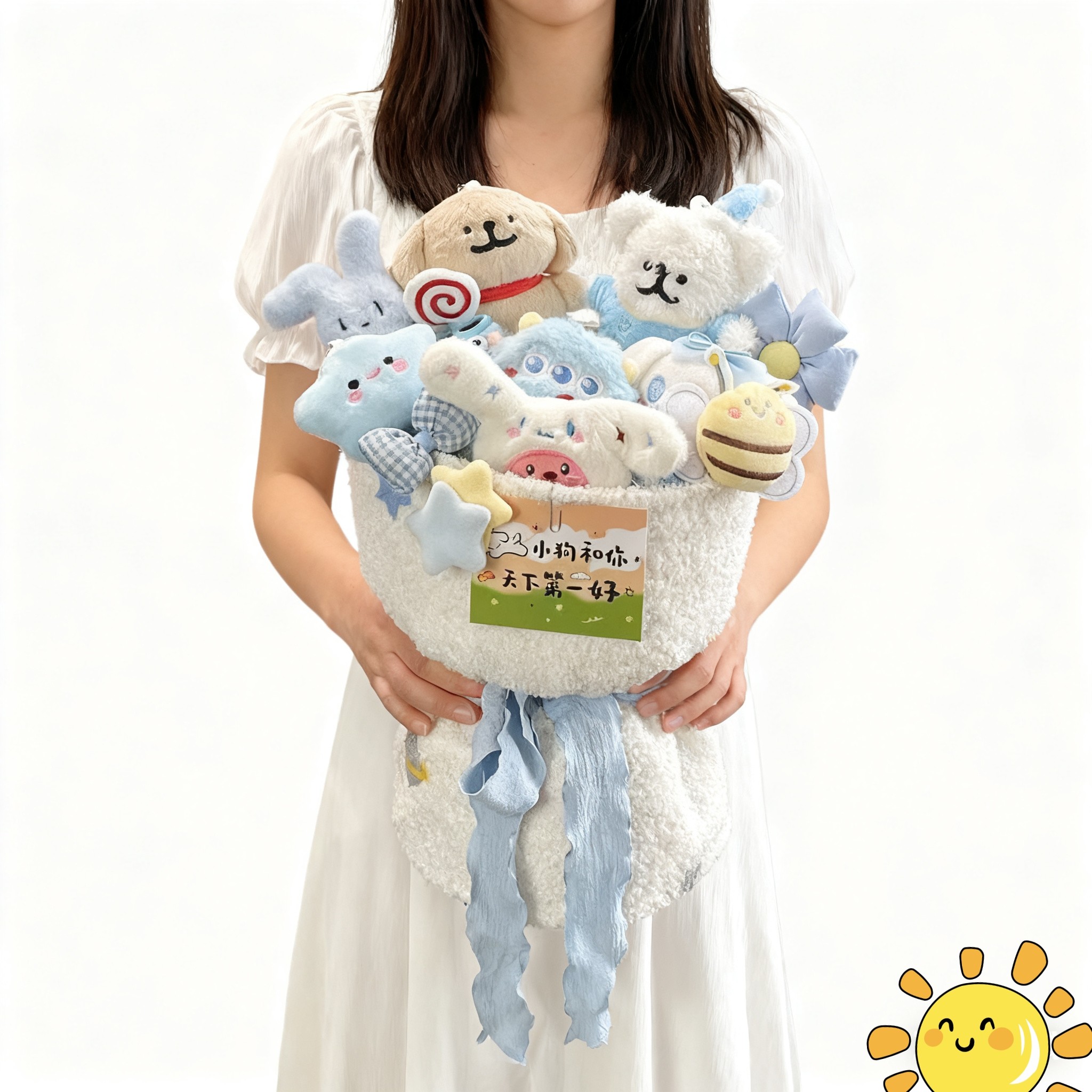 线条小狗玩偶花束生日礼物女生闺蜜女友七夕情人节礼物男女生教师,淘宝优惠券,粉丝福利购,淘宝优惠卷