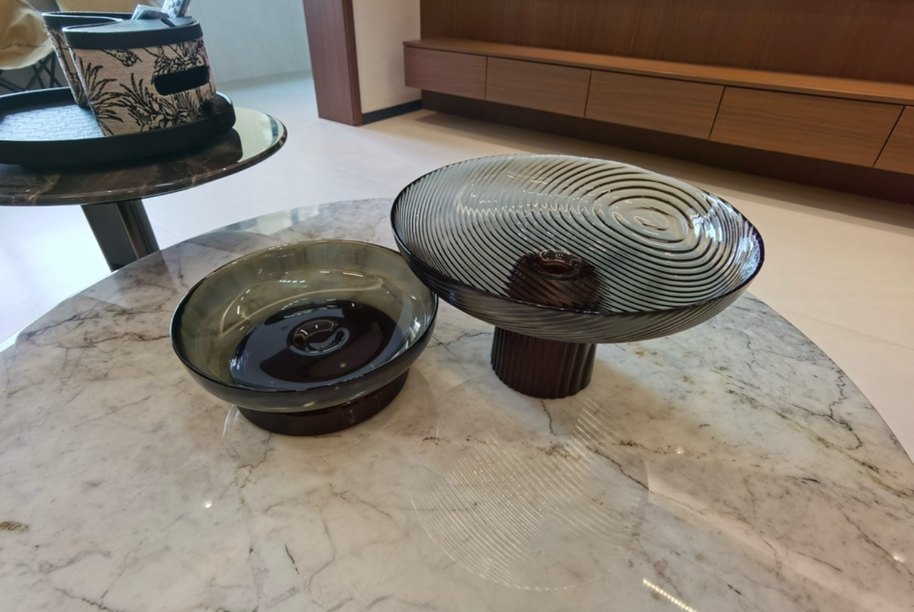 轻奢复古双色玻璃高脚果盘高颜值家用客厅茶几餐桌水果盘,淘宝优惠券,粉丝福利购,淘宝优惠卷