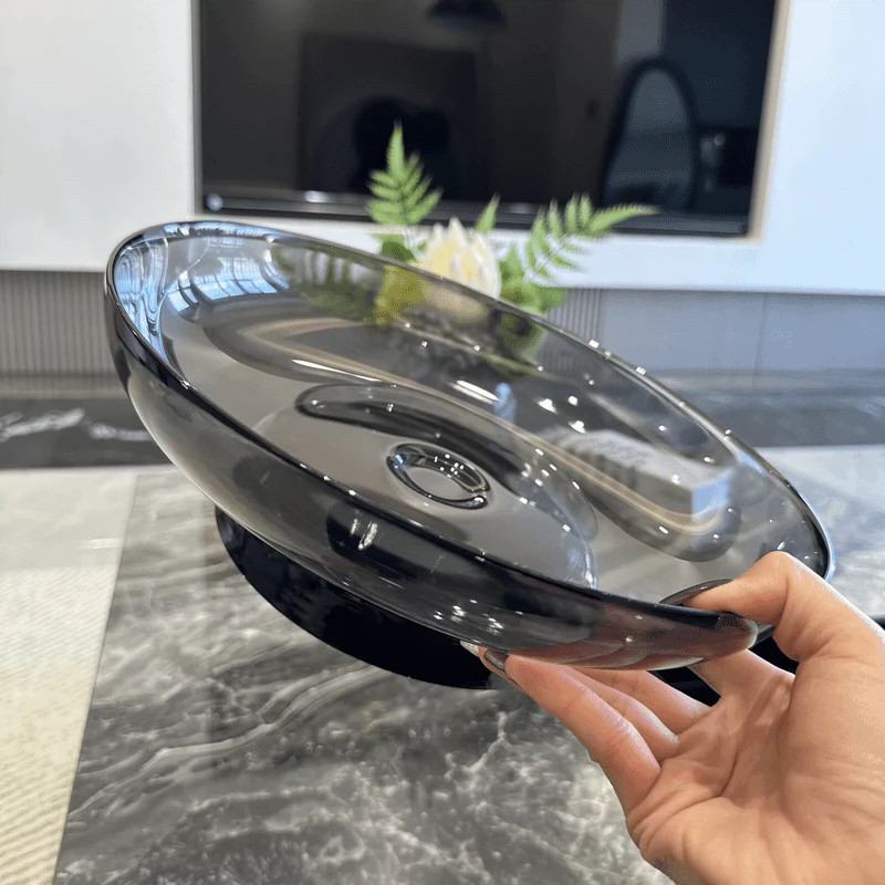 轻奢复古双色玻璃高脚果盘高颜值家用客厅茶几餐桌水果盘,淘宝优惠券,粉丝福利购,淘宝优惠卷