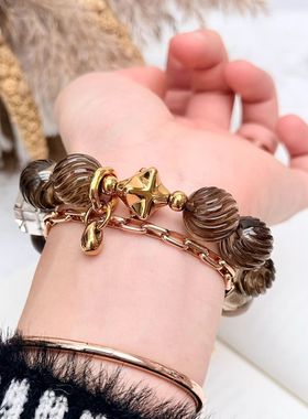 天然茶水晶手链女款单圈时尚百搭饰品礼物送女友闺蜜生日礼物