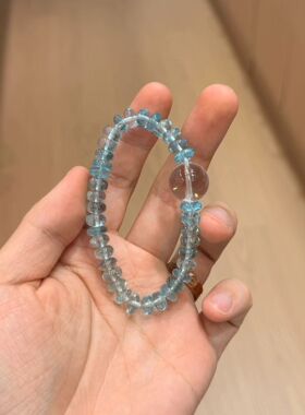 天然白水晶手链女款单圈手串饰品礼物送女友闺蜜