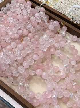 天然粉水晶白水晶项链女款单圈简约风格饰品礼物送女友闺蜜生日