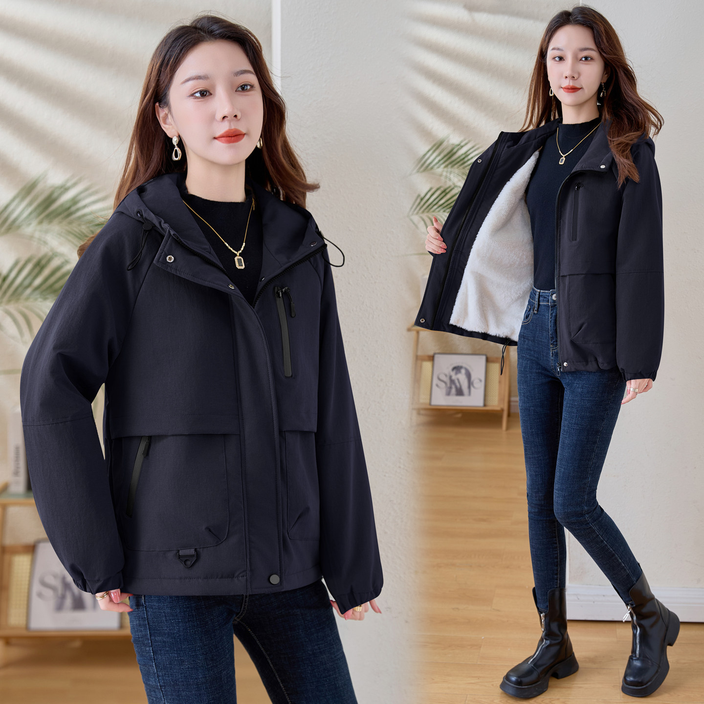 派克棉服女短款2025冬季新款时尚休闲连帽棉衣小个子加绒加厚外套,淘宝优惠券,粉丝福利购,淘宝优惠卷