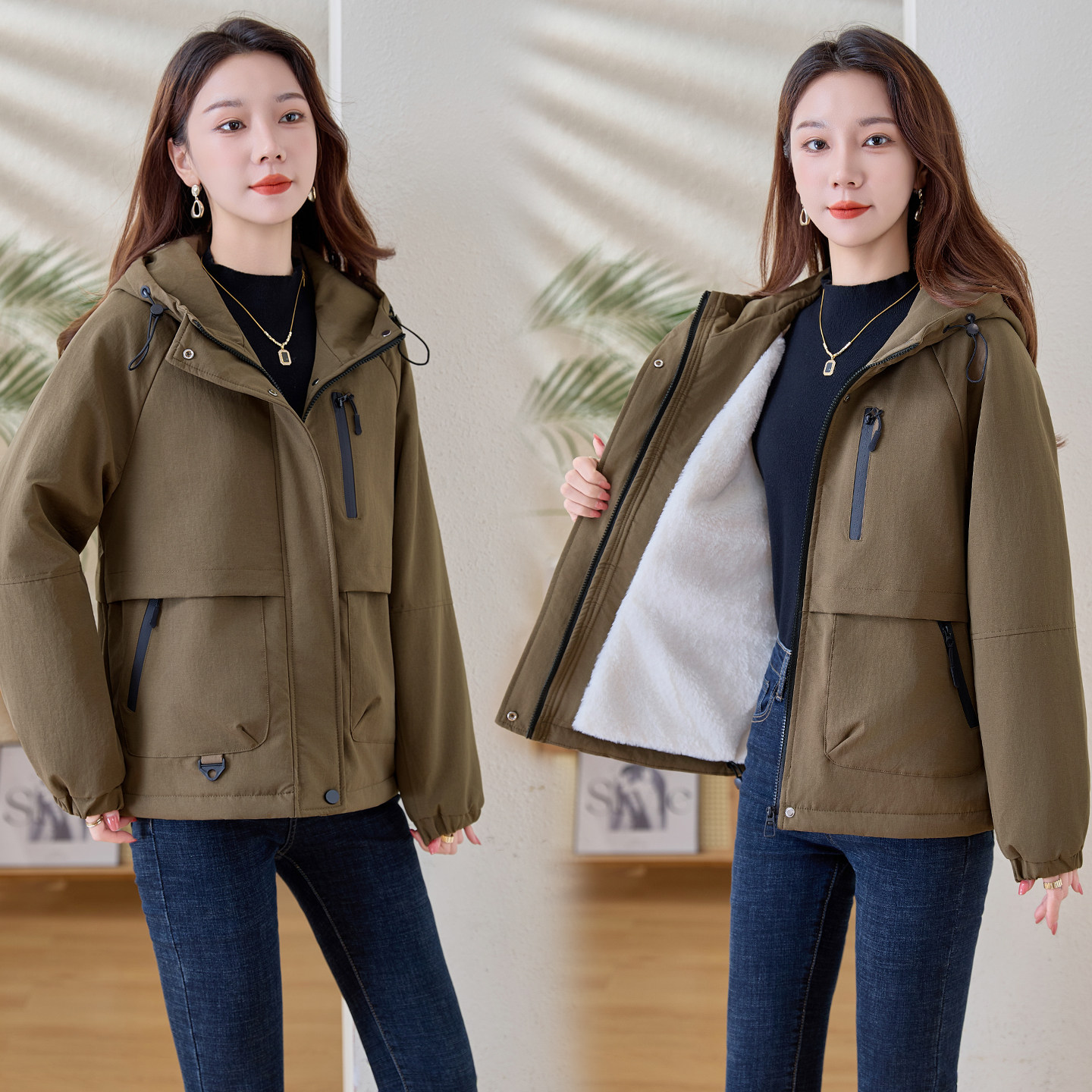 派克棉服女短款2025冬季新款时尚休闲连帽棉衣小个子加绒加厚外套,淘宝优惠券,粉丝福利购,淘宝优惠卷