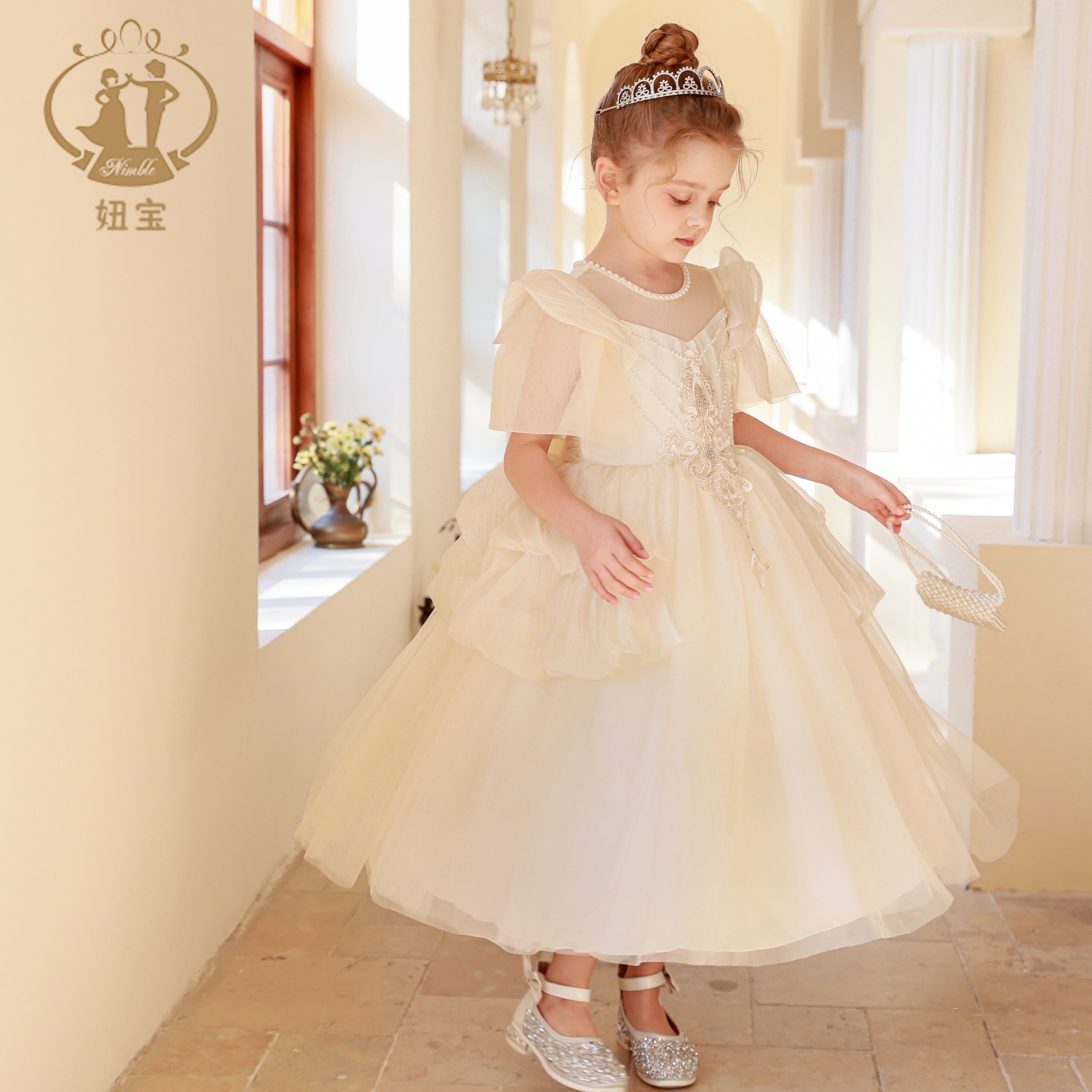 轻奢高端华丽女童礼服花童婚礼主持人网纱钢琴演奏儿童演出服,淘宝优惠券,粉丝福利购,淘宝优惠卷