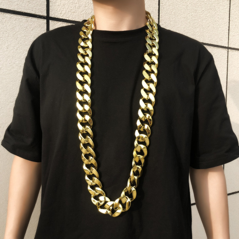 嘻哈仿真大金链子男粗道具大假金 三千海珍珠项链