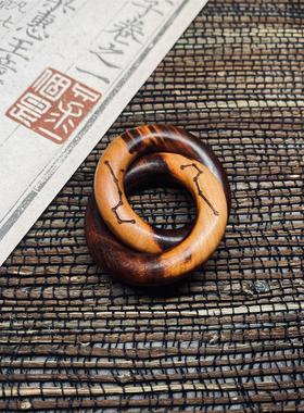 天然雷击桃木雷焦乾坤圈阴阳圈道家用品手镯手把件整木雕刻枣木圈