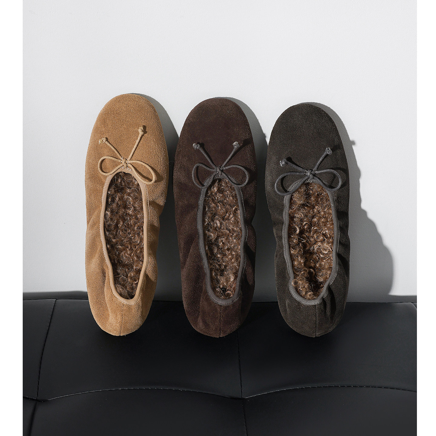 Kmeizu软舒适~加绒单鞋女春新款卷卷毛蛋卷芭蕾舞圆头真皮平底鞋,淘宝优惠券,粉丝福利购,淘宝优惠卷