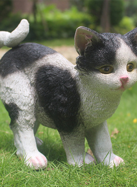 家居客厅园林猫咪逼真树脂工艺品