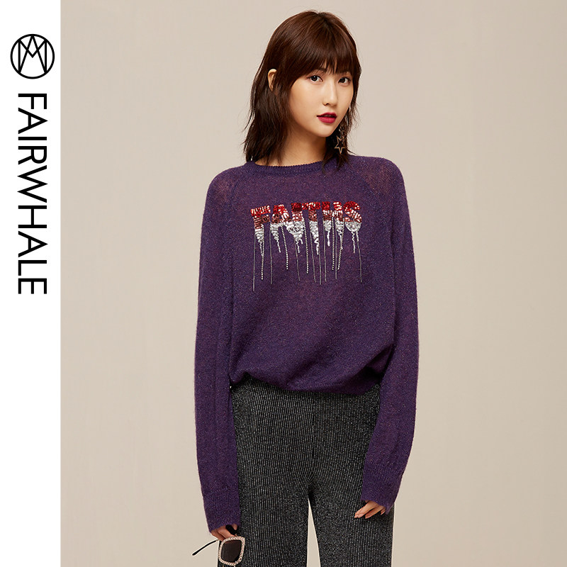 马克华菲女装2020春长袖针织套头衫 易崴迅服饰毛针织衫