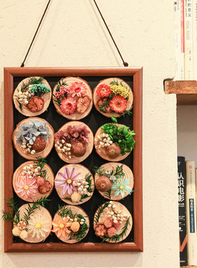 新款植物乾燥花永生花材料松果磁吸冰箱贴装饰摆饰环创森系创意手