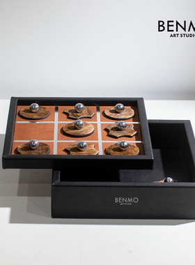 本墨轻奢皮质围棋样板间装饰盒