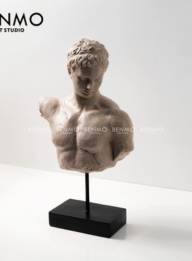 本墨 复古树脂人物雕塑摆件客厅酒柜电视柜玄关装饰品小众高级感