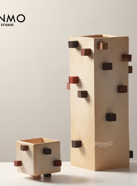 摆件样板间花器本墨陶瓷