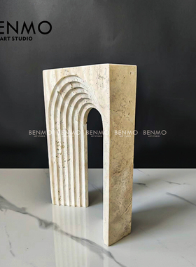 本墨 简约现代复古艺术石材摆件 民宿酒店样板房茶几电视柜摆设