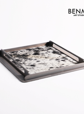 本墨轻奢马毛高端托盘样板间摆件