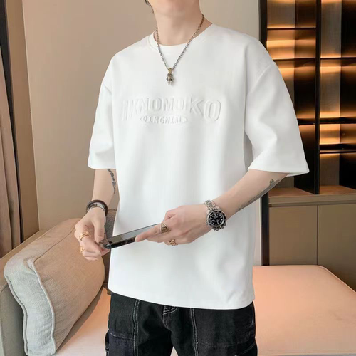 捡漏~2026新款白色短袖t恤男士夏季潮牌圆领宽松休闲半袖上衣服 - 图0