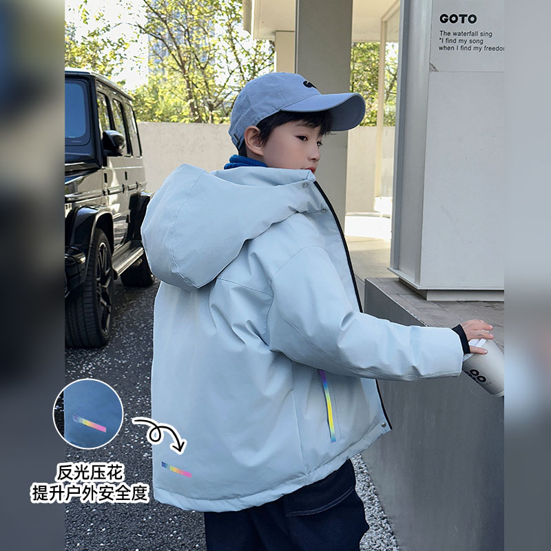 男童冬季极寒冲锋衣羽绒服中大童2025新款儿童高端连帽洋气外套潮 - 图2