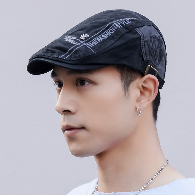 前进帽男潮贝雷帽男士ins潮牌鸭嘴帽韩版夏季鸭舌帽夏天英伦帽子_虎窝淘
