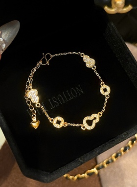 「铜钱葫芦」#福禄系列#葫芦铜钱手链女气质百搭手串轻奢沙金手饰