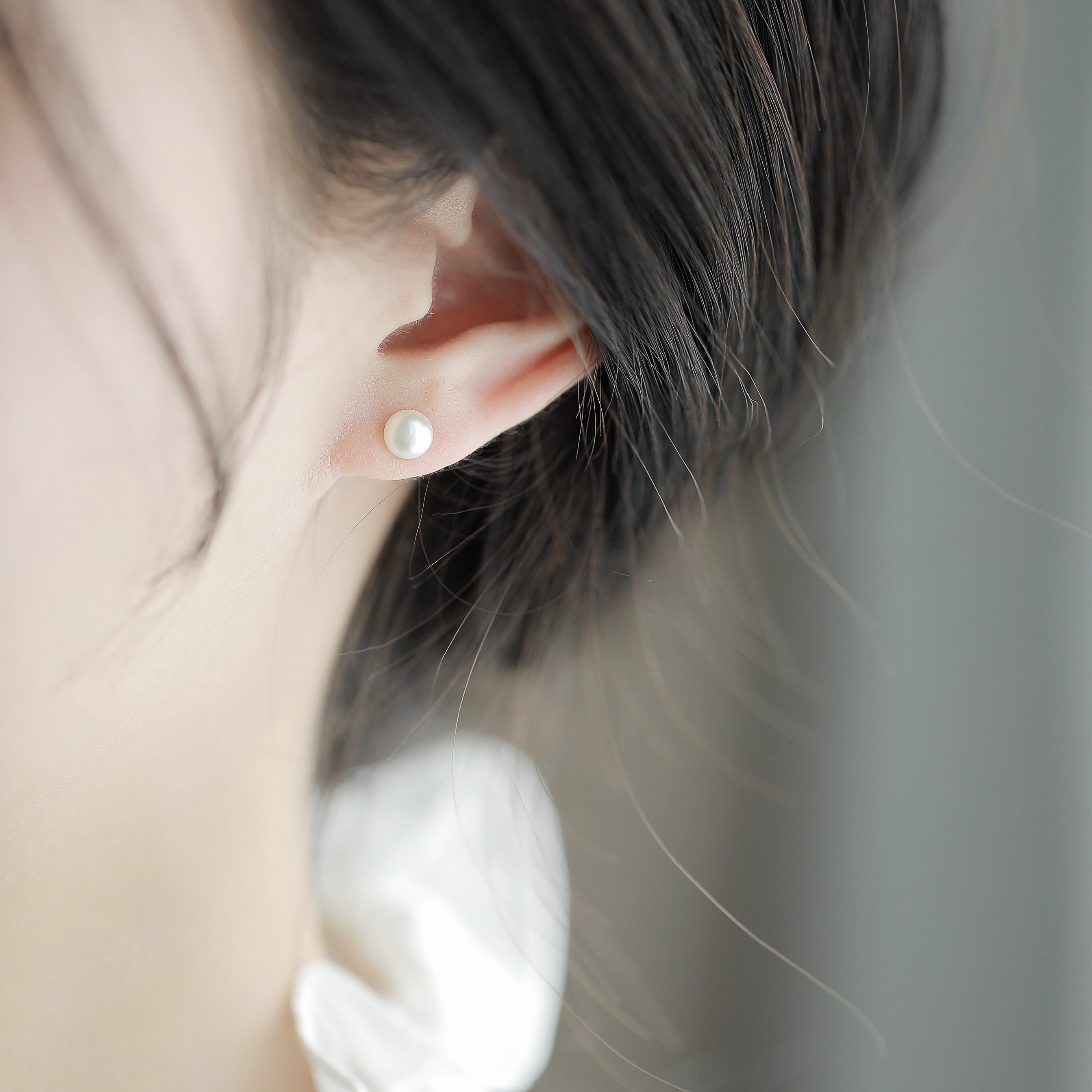 「小优雅」睡觉不用摘 淡水珍珠925纯银养耳洞耳钉珍珠耳饰耳环女 - 图0