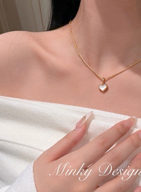 「贝韵甜心」简约爱心项链独特小众颈链高级感新款气质百搭锁骨链