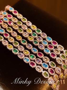 「缤纷心事」彩色锆石气质手饰甜美少女感精致手链百搭高颜值手镯