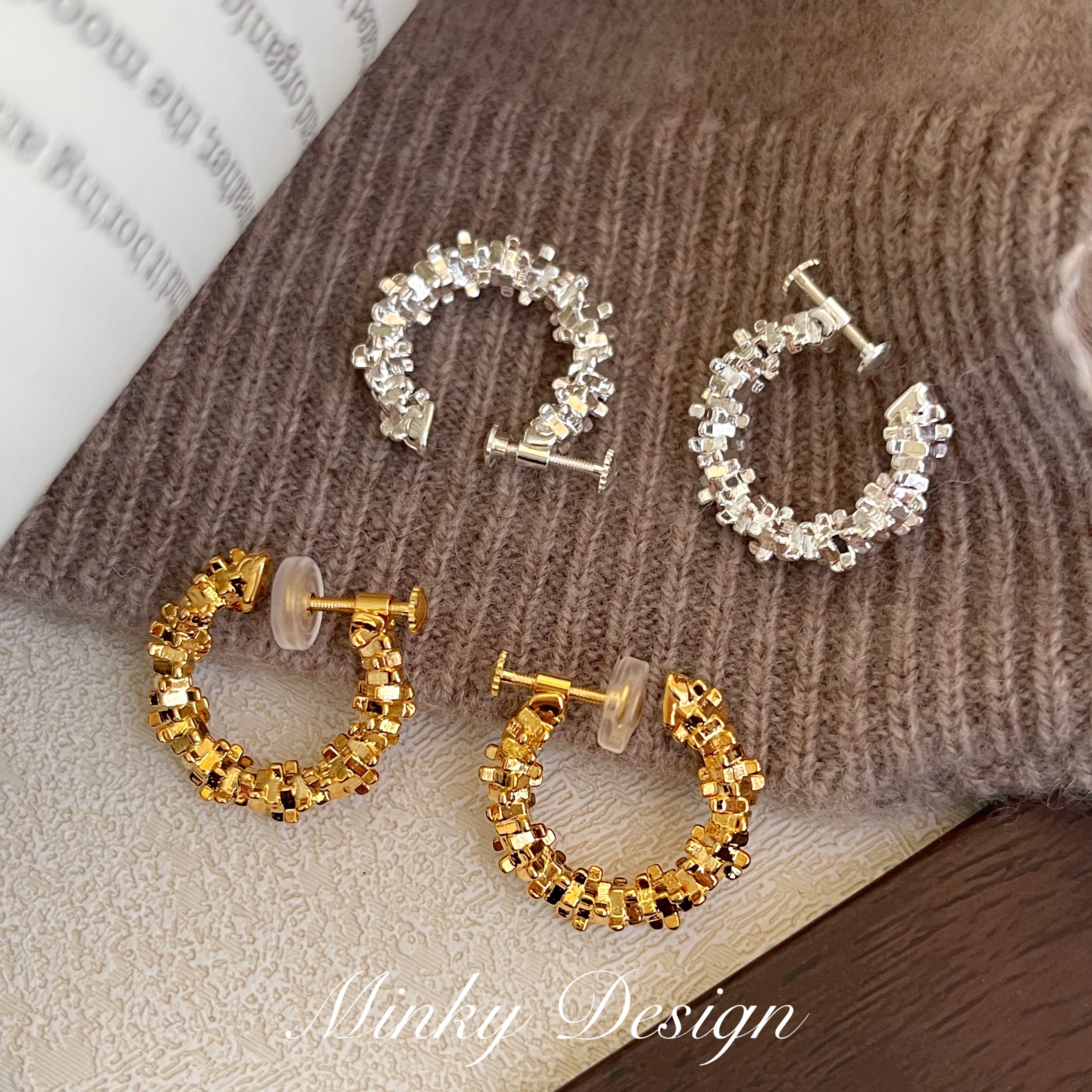 「光」银色碎银子金属耳饰蚊香盘耳夹女简约冷淡风耳环耳圈耳钉银,淘宝优惠券,粉丝福利购,淘宝优惠卷