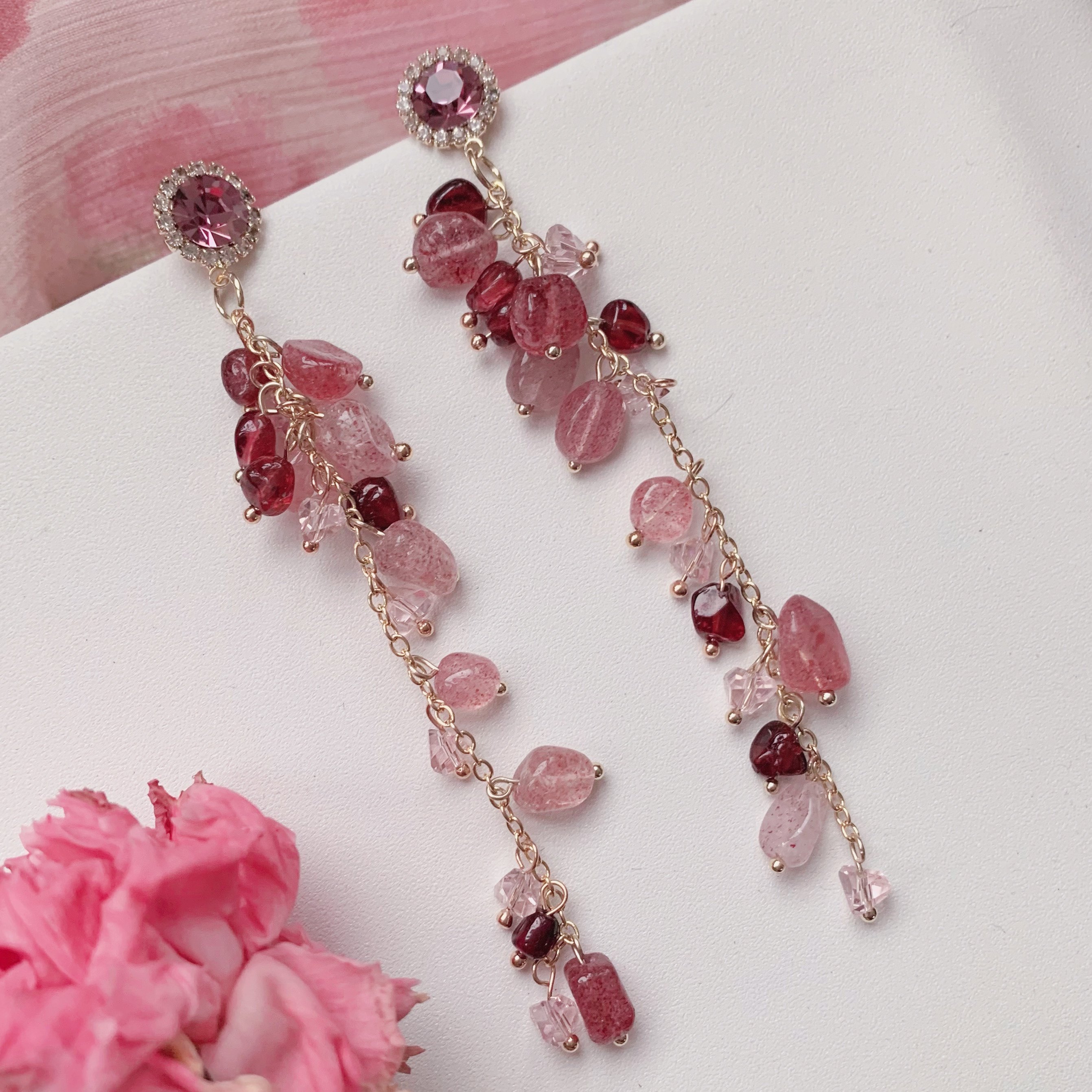 「暮色尤加利」超仙流苏款粉色耳饰蚊香盘耳夹无耳洞女显脸小耳环,淘宝优惠券,粉丝福利购,淘宝优惠卷