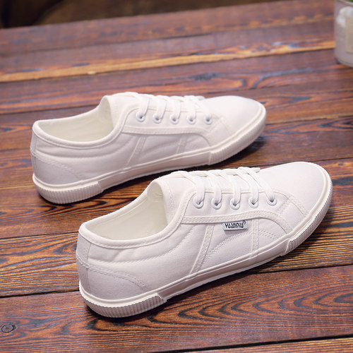 环球新款透气小白鞋女韩版帆布鞋软底透气百搭舒适休闲鞋街拍单鞋 - 图1