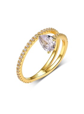 S925银水滴形蛇形莫桑石延伸设计戒指独特创意爆款甜酷辣妹福利款