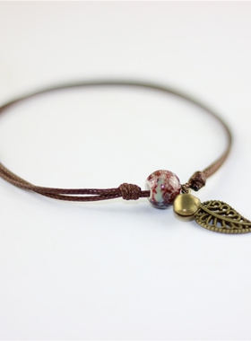 手工简约时尚民族风清新女式陶瓷脚链饰品新中式国风学生闺蜜