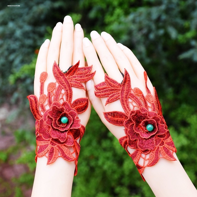 手套四季薄款绣花半指手套女杨丽萍广场舞民族风旅游拍照古风饰品,淘宝优惠券,粉丝福利购,淘宝优惠卷